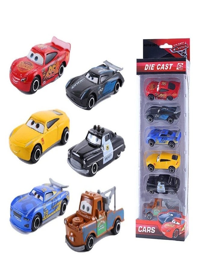 AUTHFORT Set of 6 Pixar Car 3 Lightning McQueen Jackson Storm Mack Uncle Truck 1:64 Diecast Metal Car Model Toy Boy Christmas (Multicolor) - Image 1